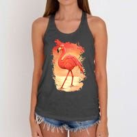 Flamingo Sunset Art Women's Knotted Racerback Tank