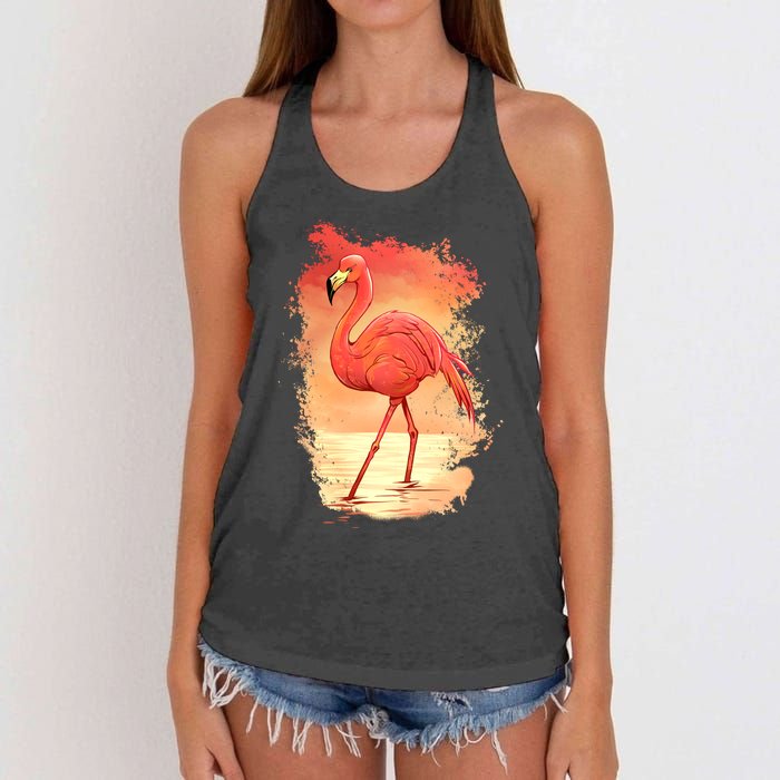 Flamingo Sunset Art Women's Knotted Racerback Tank