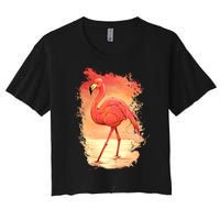 Flamingo Sunset Art Women's Crop Top Tee