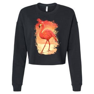 Flamingo Sunset Art Cropped Pullover Crew