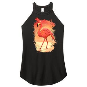 Flamingo Sunset Art Women's Perfect Tri Rocker Tank