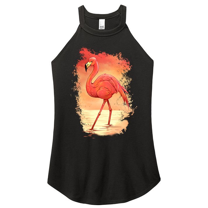 Flamingo Sunset Art Women's Perfect Tri Rocker Tank