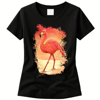 Flamingo Sunset Art Womens T-Shirt
