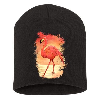 Flamingo Sunset Art Short Acrylic Beanie
