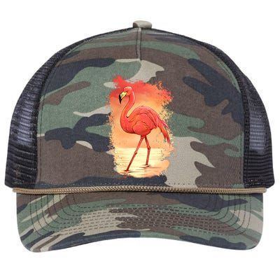 Flamingo Sunset Art Retro Rope Trucker Hat Cap