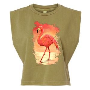 Flamingo Sunset Art Garment-Dyed Women's Muscle Tee