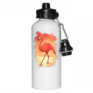 Flamingo Sunset Art Aluminum Water Bottle 