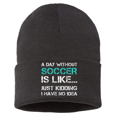 Funny Soccer A Day Without Soccer Gift Sustainable Knit Beanie