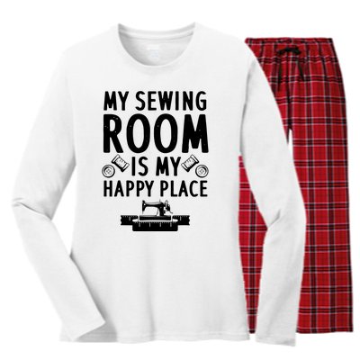 Funny Sewing Art For Men Women Quilting Sewing Machine Lover Women's Long Sleeve Flannel Pajama Set 