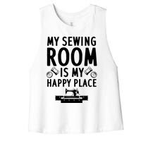 Funny Sewing Art For Men Women Quilting Sewing Machine Lover Women's Racerback Cropped Tank