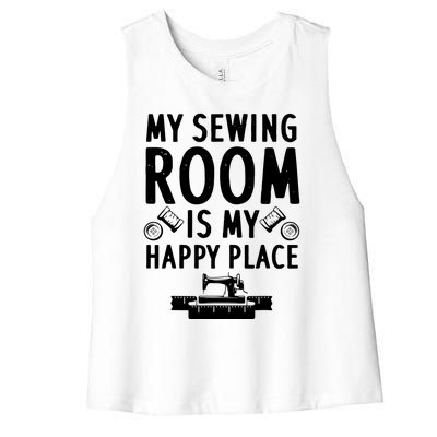 Funny Sewing Art For Men Women Quilting Sewing Machine Lover Women's Racerback Cropped Tank