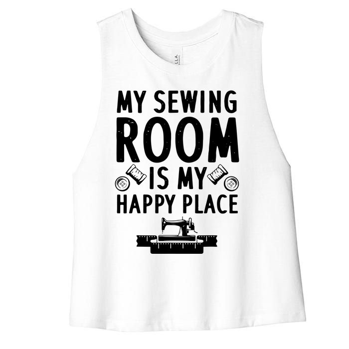 Funny Sewing Art For Men Women Quilting Sewing Machine Lover Women's Racerback Cropped Tank