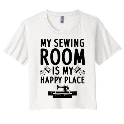 Funny Sewing Art For Men Women Quilting Sewing Machine Lover Women's Crop Top Tee