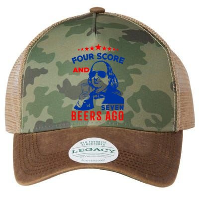 Four Score And Seven Beers Ago 4th Of July USA Merica Legacy Tie Dye Trucker Hat