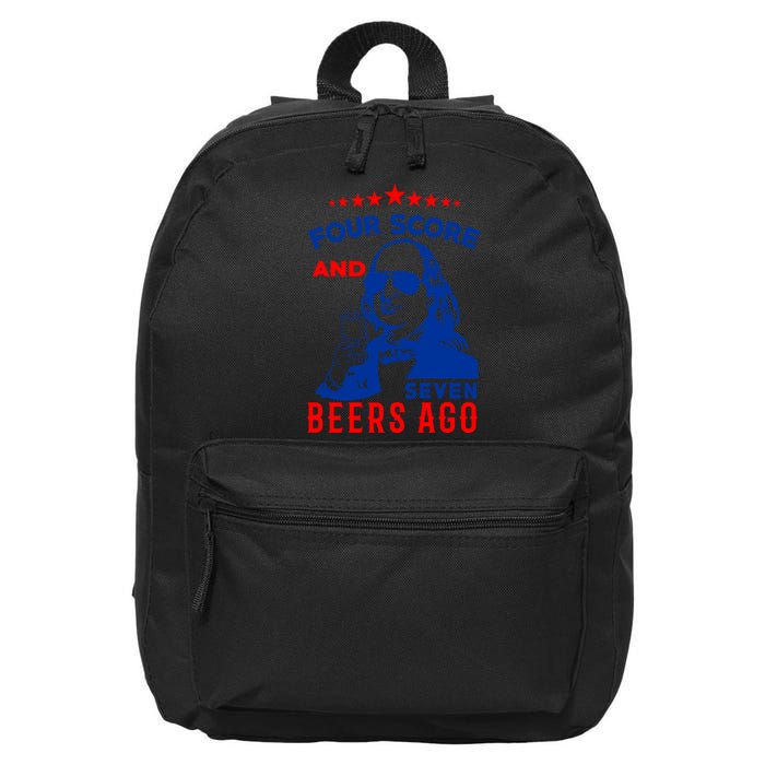 Four Score And Seven Beers Ago 4th Of July USA Merica 16 in Basic Backpack