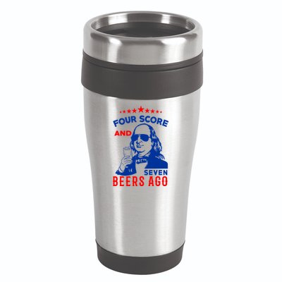 Four Score And Seven Beers Ago 4th Of July USA Merica 16oz Travel Tumbler