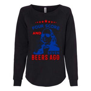 Four Score And Seven Beers Ago 4th Of July USA Merica Womens California Wash Sweatshirt