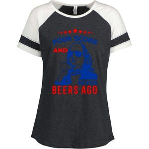 Four Score And Seven Beers Ago 4th Of July USA Merica Enza Ladies Jersey Colorblock Tee