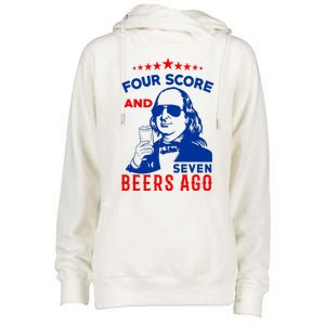 Four Score And Seven Beers Ago 4th Of July USA Merica Womens Funnel Neck Pullover Hood