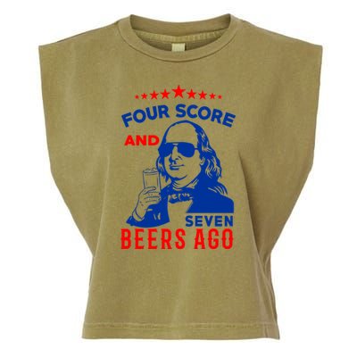 Four Score And Seven Beers Ago 4th Of July USA Merica Garment-Dyed Women's Muscle Tee