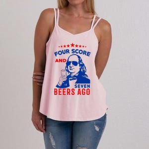 Four Score And Seven Beers Ago 4th Of July USA Merica Women's Strappy Tank