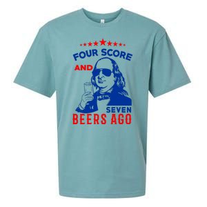 Four Score And Seven Beers Ago 4th Of July USA Merica Sueded Cloud Jersey T-Shirt