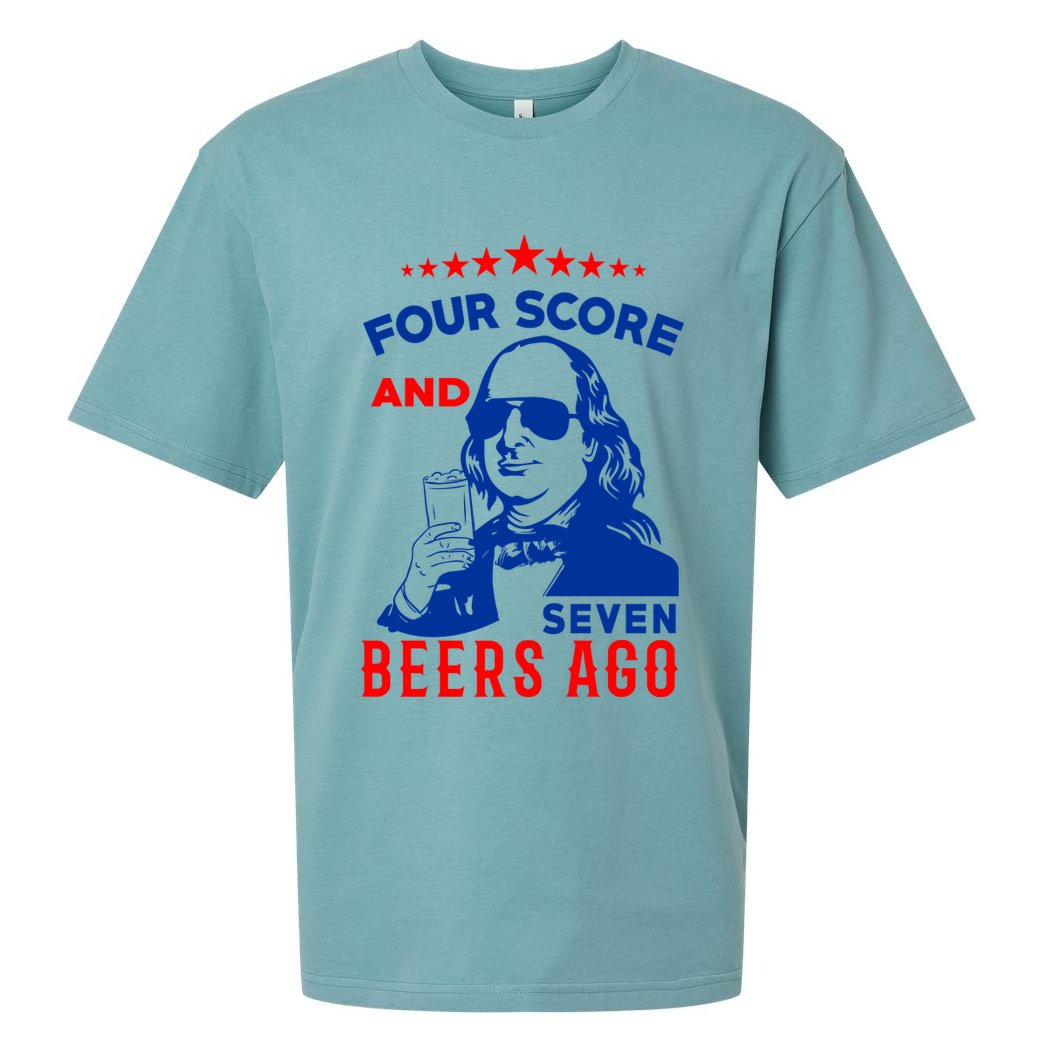 Four Score And Seven Beers Ago 4th Of July USA Merica Sueded Cloud Jersey T-Shirt