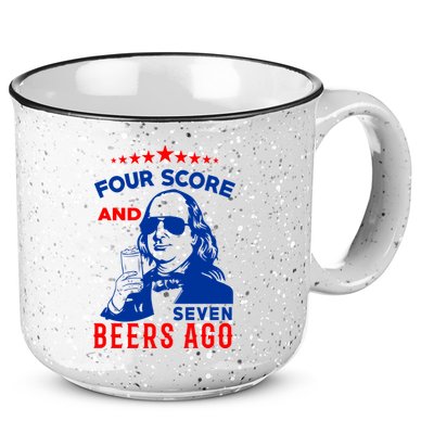 Four Score And Seven Beers Ago 4th Of July USA Merica 15oz Campfire Ceramic Mug