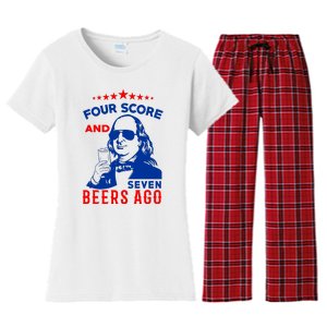 Four Score And Seven Beers Ago 4th Of July USA Merica Women's Flannel Pajama Set