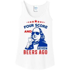 Four Score And Seven Beers Ago 4th Of July USA Merica Ladies Essential Tank