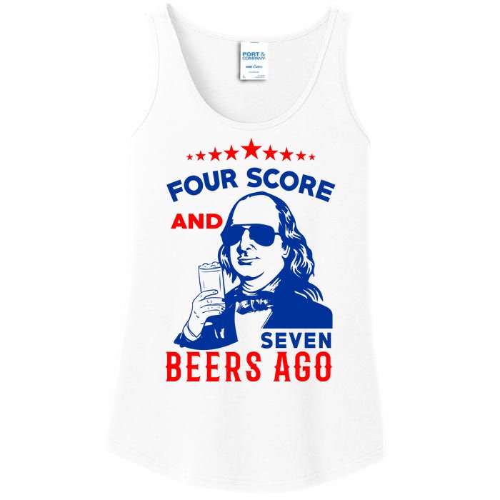 Four Score And Seven Beers Ago 4th Of July USA Merica Ladies Essential Tank