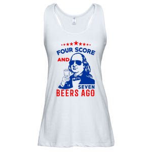 Four Score And Seven Beers Ago 4th Of July USA Merica Ladies Essential Flowy Tank