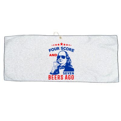 Four Score And Seven Beers Ago 4th Of July USA Merica Large Microfiber Waffle Golf Towel
