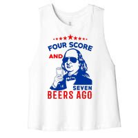 Four Score And Seven Beers Ago 4th Of July USA Merica Women's Racerback Cropped Tank