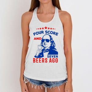 Four Score And Seven Beers Ago 4th Of July USA Merica Women's Knotted Racerback Tank