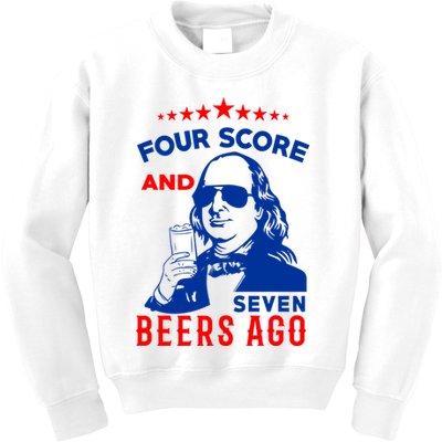 Four Score And Seven Beers Ago 4th Of July USA Merica Kids Sweatshirt