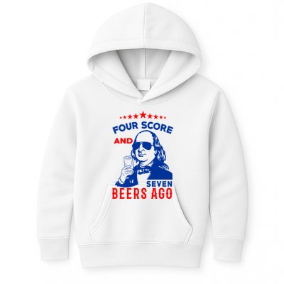 Four Score And Seven Beers Ago 4th Of July USA Merica Kids Hoodie