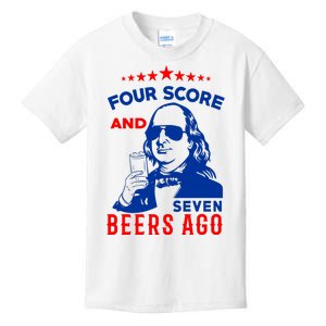 Four Score And Seven Beers Ago 4th Of July USA Merica Kids T-Shirt