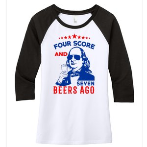 Four Score And Seven Beers Ago 4th Of July USA Merica Women's Tri-Blend 3/4-Sleeve Raglan Shirt