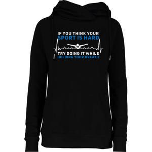 Funny Swimming Apparel For Swim Team Heartbeat Swimmer Womens Funnel Neck Pullover Hood