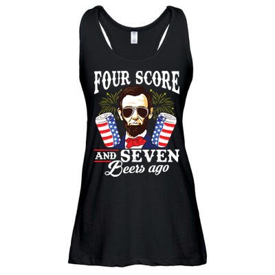Four Score And 7 Beers Ago 4th Of July Drinking Like Lincoln Ladies Essential Flowy Tank