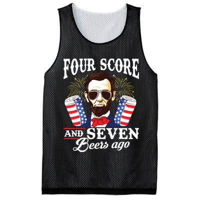 Four Score And 7 Beers Ago 4th Of July Drinking Like Lincoln Mesh Reversible Basketball Jersey Tank