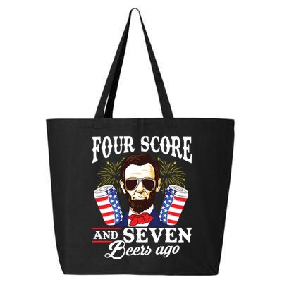 Four Score And 7 Beers Ago 4th Of July Drinking Like Lincoln 25L Jumbo Tote