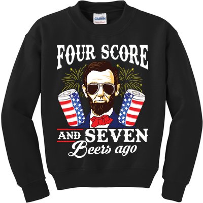 Four Score And 7 Beers Ago 4th Of July Drinking Like Lincoln Kids Sweatshirt