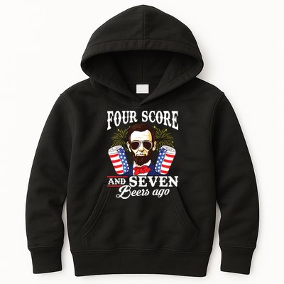 Four Score And 7 Beers Ago 4th Of July Drinking Like Lincoln Kids Hoodie