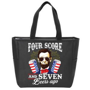 Four Score And 7 Beers Ago 4th Of July Drinking Like Lincoln Zip Tote Bag