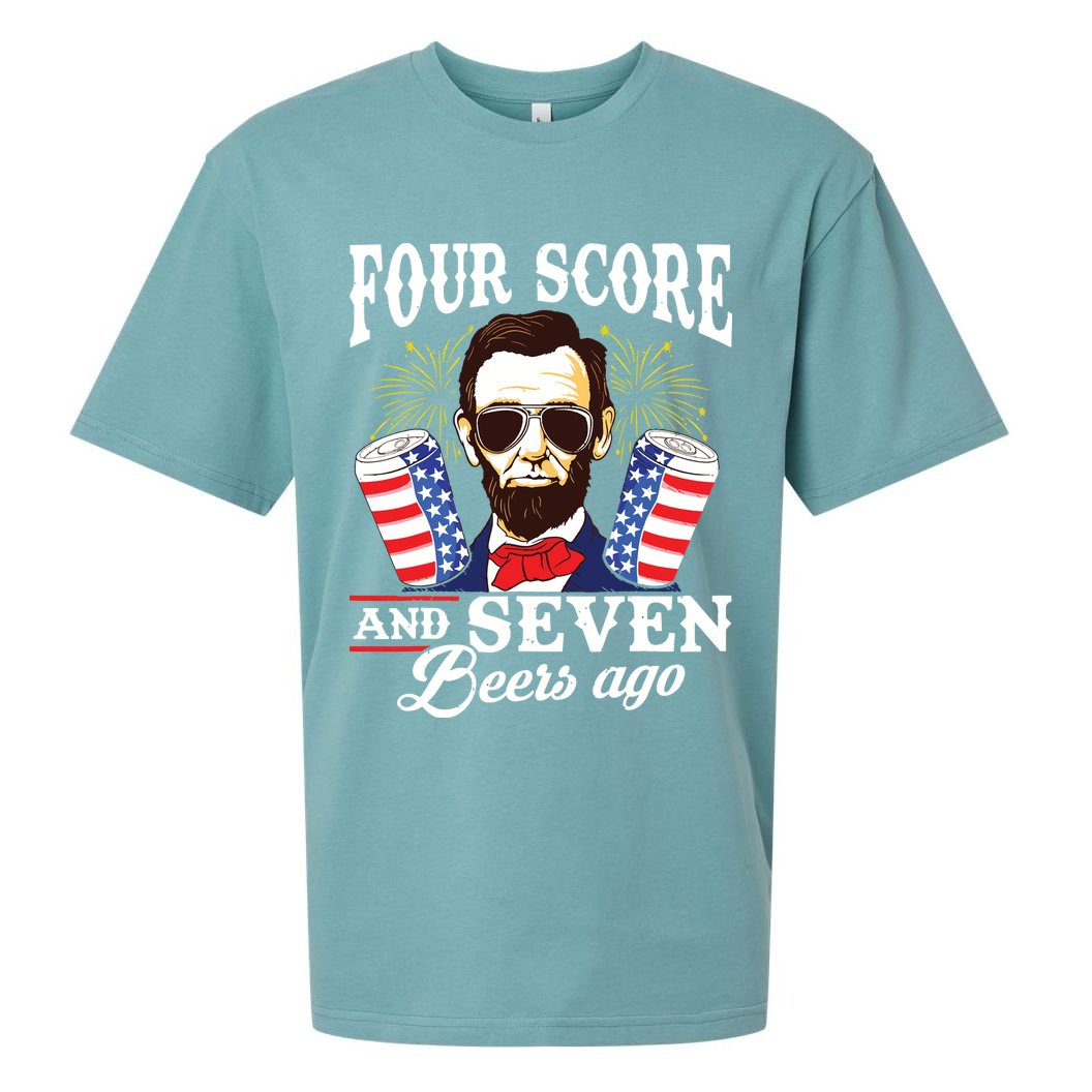 Four Score And 7 Beers Ago 4th Of July Drinking Like Lincoln Sueded Cloud Jersey T-Shirt