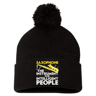 Funny Saxophone Art Sax Lover Saxophone Player Pom Pom 12in Knit Beanie
