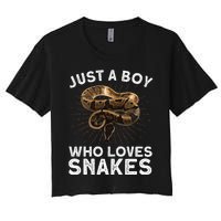 Funny Snake Art Reptile Animal Snake Lover Women's Crop Top Tee