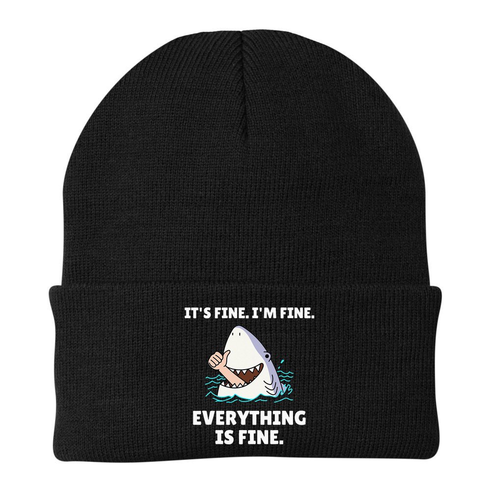 Funny Shark Attack It’s Fine I’m Fine Everything Is Fine Beanie